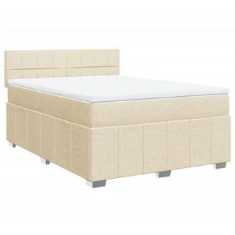vidaXL Cama Box Spring Con Colch&oacute;n Tela Color Crema 140x200 Cm Vidaxl
