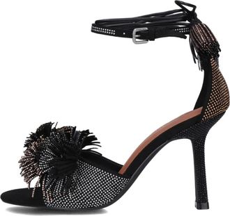 Kurt Geiger Schoenen, Dames, Zwart, 40 EU, Pom Pom Enkelband Sandalen