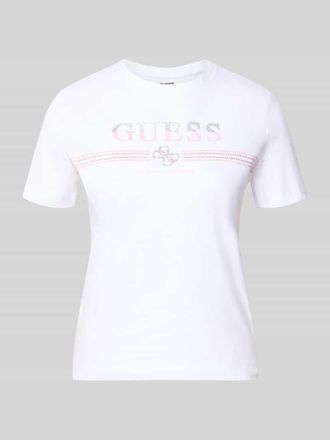 Guess T-Shirt mit Strasssteinbesatz Modell SIENA in Weiss, Gr&ouml;&szlig;e XL