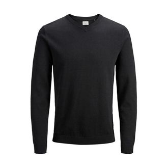 Jack & Jones Zwarte Katoenen V-hals Trui - Heren - V-hals truien - Zwart - L - Katoen - Truien & Vesten