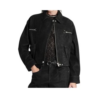 Isabel Marant Leren Jas - Dames - Jassen - Zwart - Maat: M Katoen