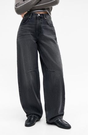 BDG Logan High Waist Baggy Wide Leg Jeans in Black at Nordstrom, Size 24 32