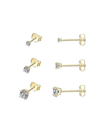 BEN ONI Set of 3 CZ Stud Earrings in Gold at Nordstrom