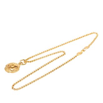 Chanel Pre-owned Womens Gold Plated Cc Medallion Pendant Necklace - Beige - One Size