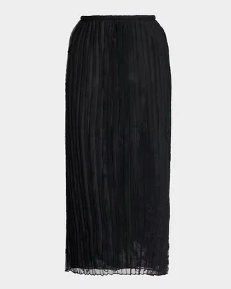 Toteme Floral Pleated Tulle Midi Skirt