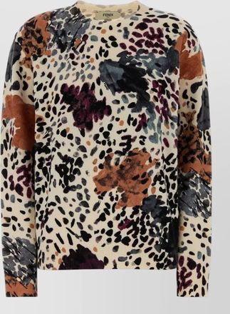 Fendi wool blend sweater abstract pattern crew neck