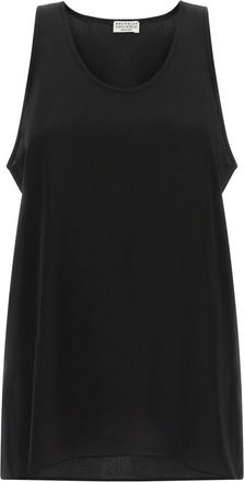 Brunello Cucinelli Black Solid Round Neck Top
