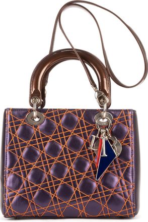 Dior Pre-owned Womens Medium Lady Zip Shoulder Bag - Purple - One Size