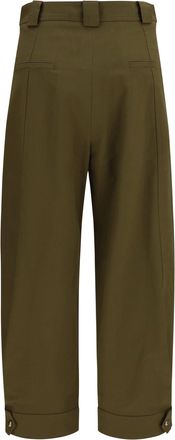 Max Mara Womens Cropped Trousers Adorni Dark Khaki Cotton