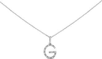 House of Brilliance Sterling Silver Diamond Accent C Initial Pendant Necklace