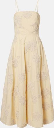 Rotate Embroidered cotton midi dress