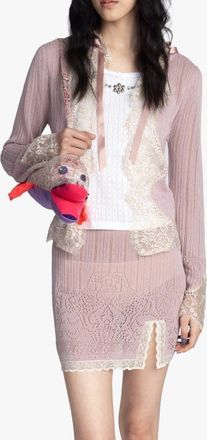 Anna Sui Lingerie Lace Knit Cardigan in Blush at Nordstrom, Size X-Small/small