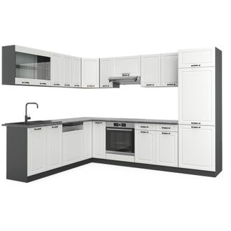 Vicco Cocina Esquinera R-line, Casa De Campo Blanca/antracita, 227 X 287 Cm, Et Antracita