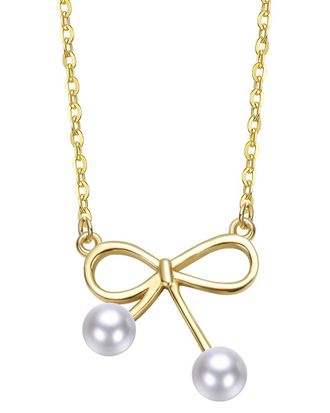 Rachel Glauber 14K Plated 3-5Mm Pearl Bow Necklace