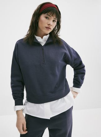 Twik Womens Boxy-fit zipped mock-neck sweatshirt
