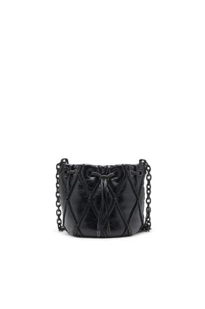 Diesel Charm-D - Bucket bag in shiny quilted PU - Shoulder Bags - Woman - Black