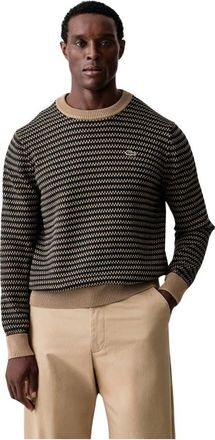 Lacoste Su&eacute;ter de algod&oacute;n a rayas - Knitwear - Hombre - Marr&oacute;n - 2XL