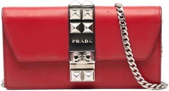 Prada Pre-owned Clutches, female, Red, Size: ONE SIZE Pre-owned Leather Crossbody Clutch