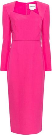 Roland Mouret long-sleeve crepe midi dress - women - Viscose/Elastane/Polyester/Viscose/Elastane - 12 - Pink