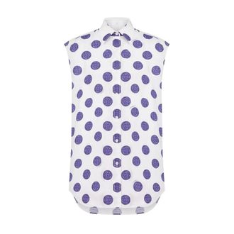 Moschino Overhemden, Dames, Veelkleurig, S, Katoen, Bedrukt katoenen overhemd