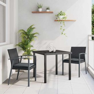 vidaXL Conjunto De Comedor De Jard&iacute;n 3 Pcs Negro Polirat&aacute;n Vidaxl
