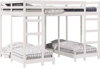 vidaXL Triple Bunk Bed Frame White 140 x 200 cm Solid Pine Wood vidaXL