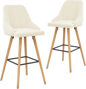 vidaXL Vidaxl - Taburetes De Cocina 2 Unidades Terciopelo Crema