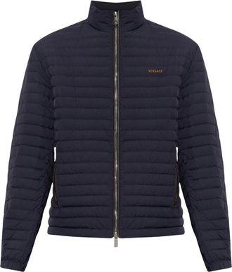 Versace Donsjack met geborduurd logo - Heren - Winterjassen - Blauw - S - Leer - Jassen