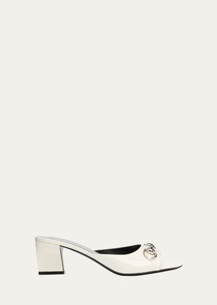 Gucci 55m Signora Horsebit Leather Mules