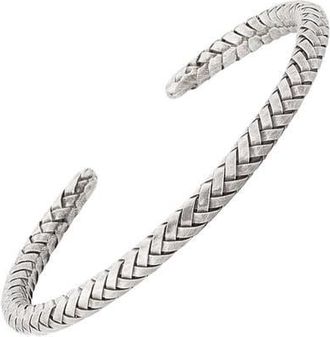 Jan Leslie Braided Leather Bracelet With Race Car Detail in Silver at Nordstrom