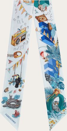 Ferragamo Women Jungle Party print silk mini bandeau Blue