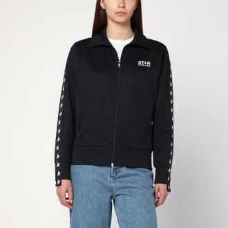 Golden Goose Black Zip Sweatshirt With Stars