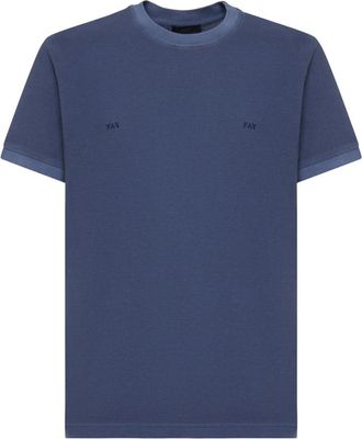 Fay Pique Geborduurd T-Shirt - Heren - T-shirts - Blauw - S - Katoen - Tops