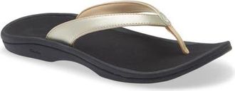 Olukai Ohana Flip Flop in Gold/Black at Nordstrom, Size 12