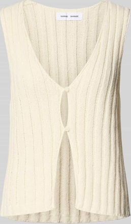 Samsøe & Samsøe Strickweste mit Strukturmuster Modell SALOU in Offwhite, Größe XS