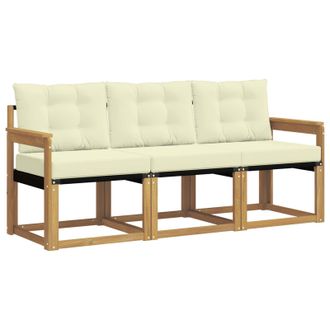 vidaXL Conjunto De Sof&aacute;s De Exterior Con Coj&iacute;n 3 Pcs Blanco Y Crema Vidaxl