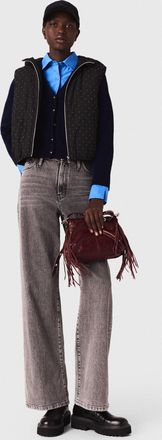 Maje Rhinestone Sleeveless Puffer Jacket - Black - Maje