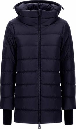 Herno Blauwe A-vorm Nylon Jas met Ganzendons - Dames - Dons jassen - Blauw - L - Nylon - Jassen