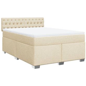 vidaXL Cama Box Spring Con Colch&oacute;n Tela Color Crema 140x200 Cm Vidaxl