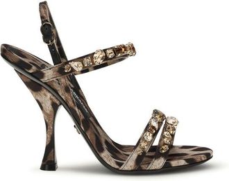 Dolce & Gabbana Brown Fabric Stiletto Heel Womens Sandals