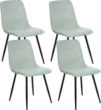 Beliani Beliani - Conjunto de 4 sillas de comedor tapicería de poliéster patas de hierro negro sin reposabrazos comedor verde Tuscola