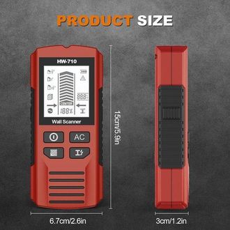 OEM Varilla Detectora De Metales - Detector De Pared - Perforaci&oacute;n Segura - Sensor De Alta Sensibilidad - 17,4 X 7,6 Cm - Rojo