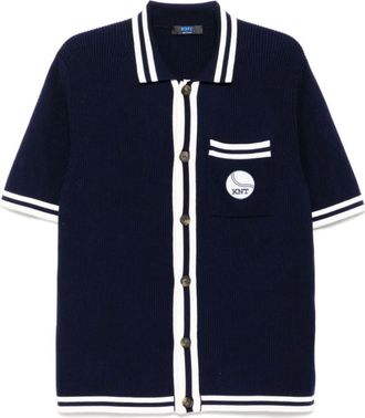 Kiton Cardigans, male, Blue, M, Navy Blue Logo Patch Shirt