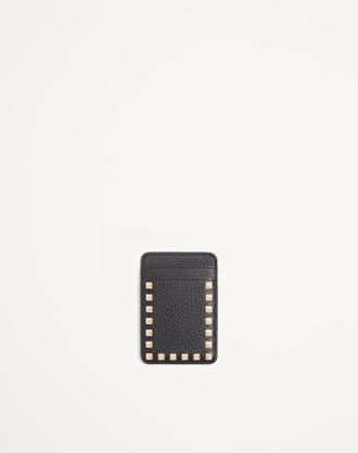 Valentino Garavani Valentino Garavani Rockstud Magnetic Cardholder in Grainy Calfskin Wo