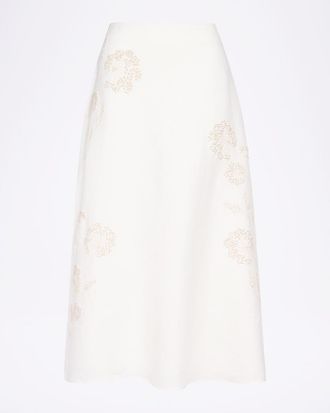 TWP The A-Line Embroidered Linen Skirt