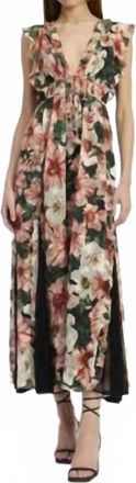 En Saison Clarabell Maxi Dress In Black Red Olive