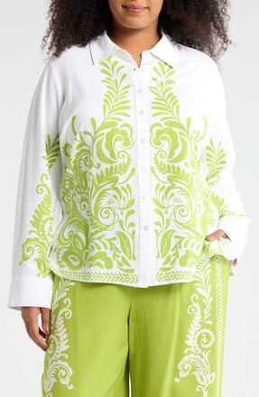 By Design Valencia Print Top in Flourish White at Nordstrom Rack, Size 1 X