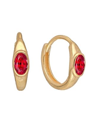 Tiramisu 14K Plated 0.60 ct. tw. Lab-Grown Ruby Huggie Earrings