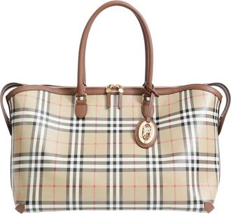 Burberry Medium Check Zip Tote - Dames - Shoppers - Beige - ONE Size - Katoen - Tassen