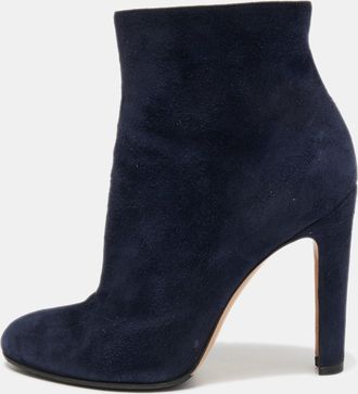 Gianvito Rossi Navy Blue Suede Ankle Booties